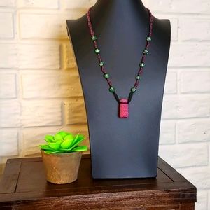 VTG cork bottle beaded necklace